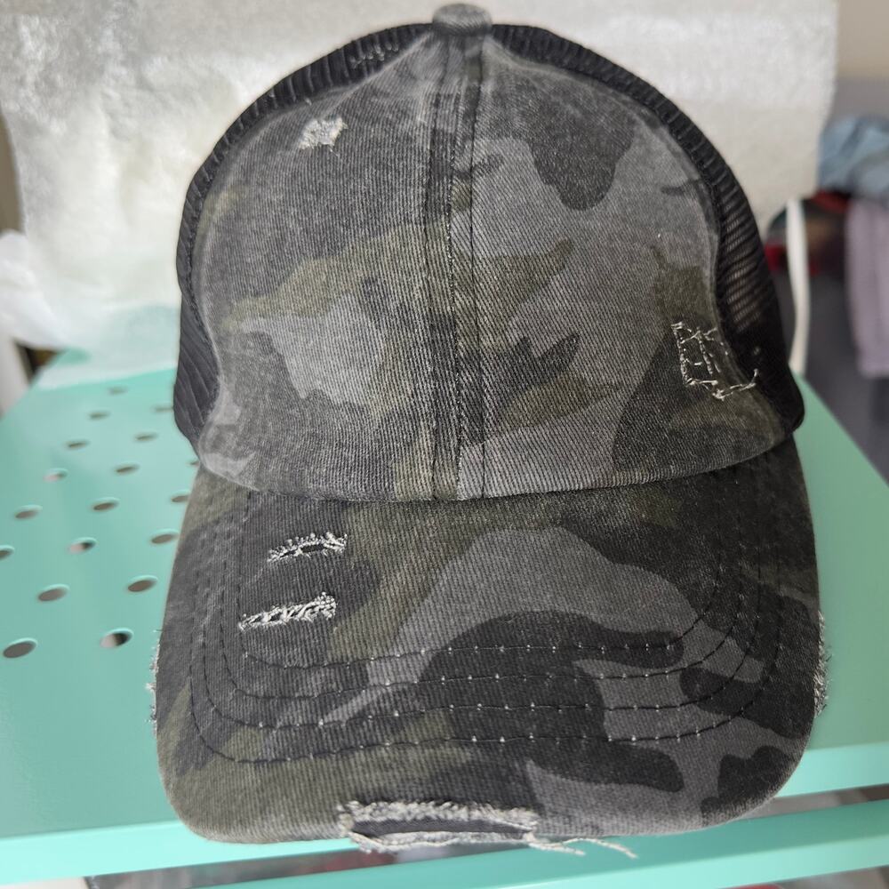 C.C Ponycap Messy High Bun Ponytail Mesh Trucker Baseball Cap